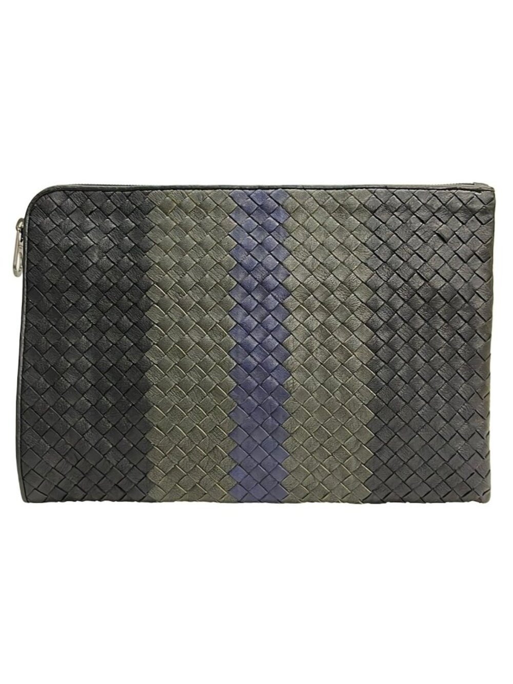 Bottega Veneta Second Bag Intrecciato Black Khaki Navy Leather